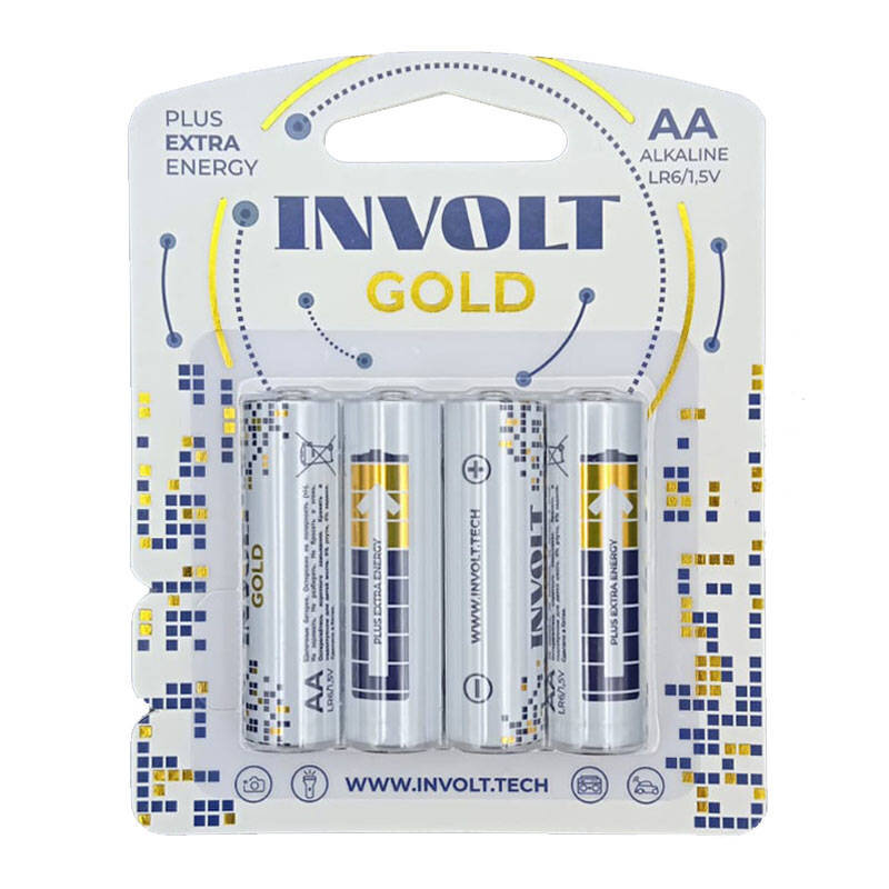 INVOLT AA LR06/4BL Plus EXTRA Energy Alkaline, Gold