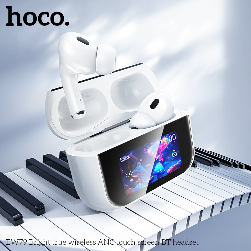 Наушники Bluetooth HOCO EW79 ANC TWS в кейсе с сенсорным экраном, белые