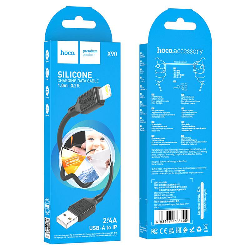 USB кабель на iPhone 5 HOCO X90 Cool 2.4A черный
