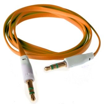AUX кабель 3,5 * 3.5 плоский оранжевый