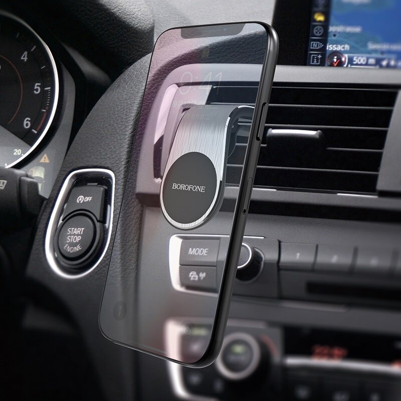 Держатель автомобильный Borofone BH10 Air outlet magnetic, серебро