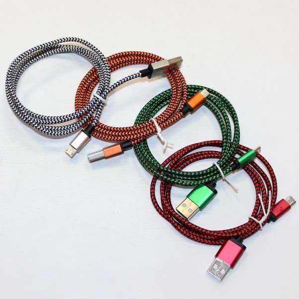 Кабель USB - MicroUSB Металлический наконечник красный