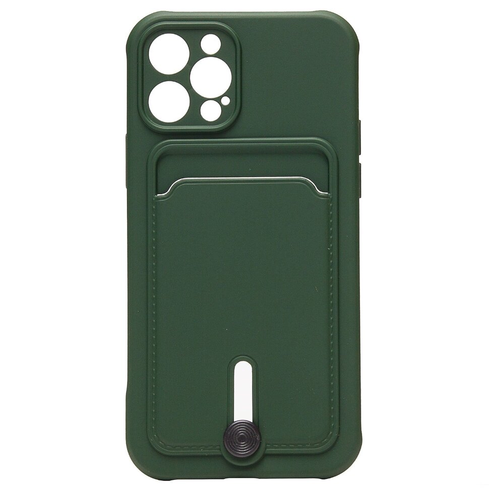 Накладка SC304 для Apple iPhone 12 Pro с визитницей (dark green)