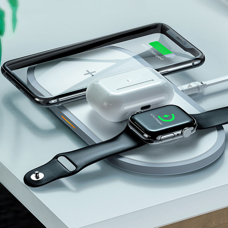 Беспроводное ЗУ HOCO CW24 3-in-1 Wireless Fast Charge, белое