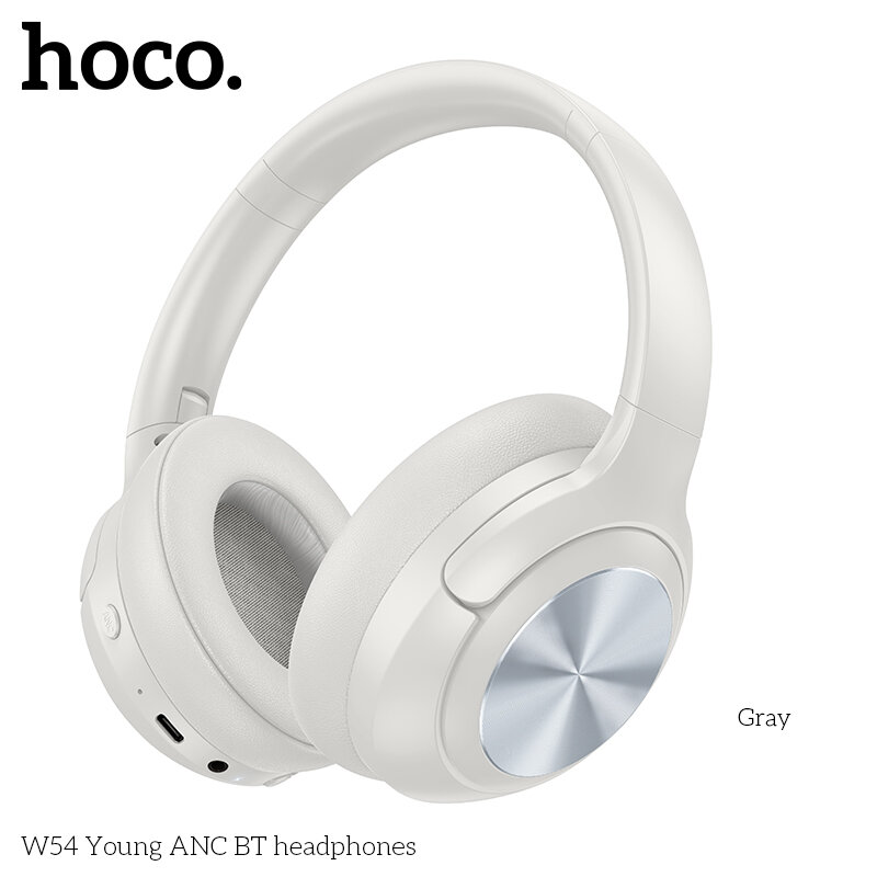 Гарнитура Bluetooth HOCO W54 Young ANC, bluetooth 5.4, полноразмерная, серая