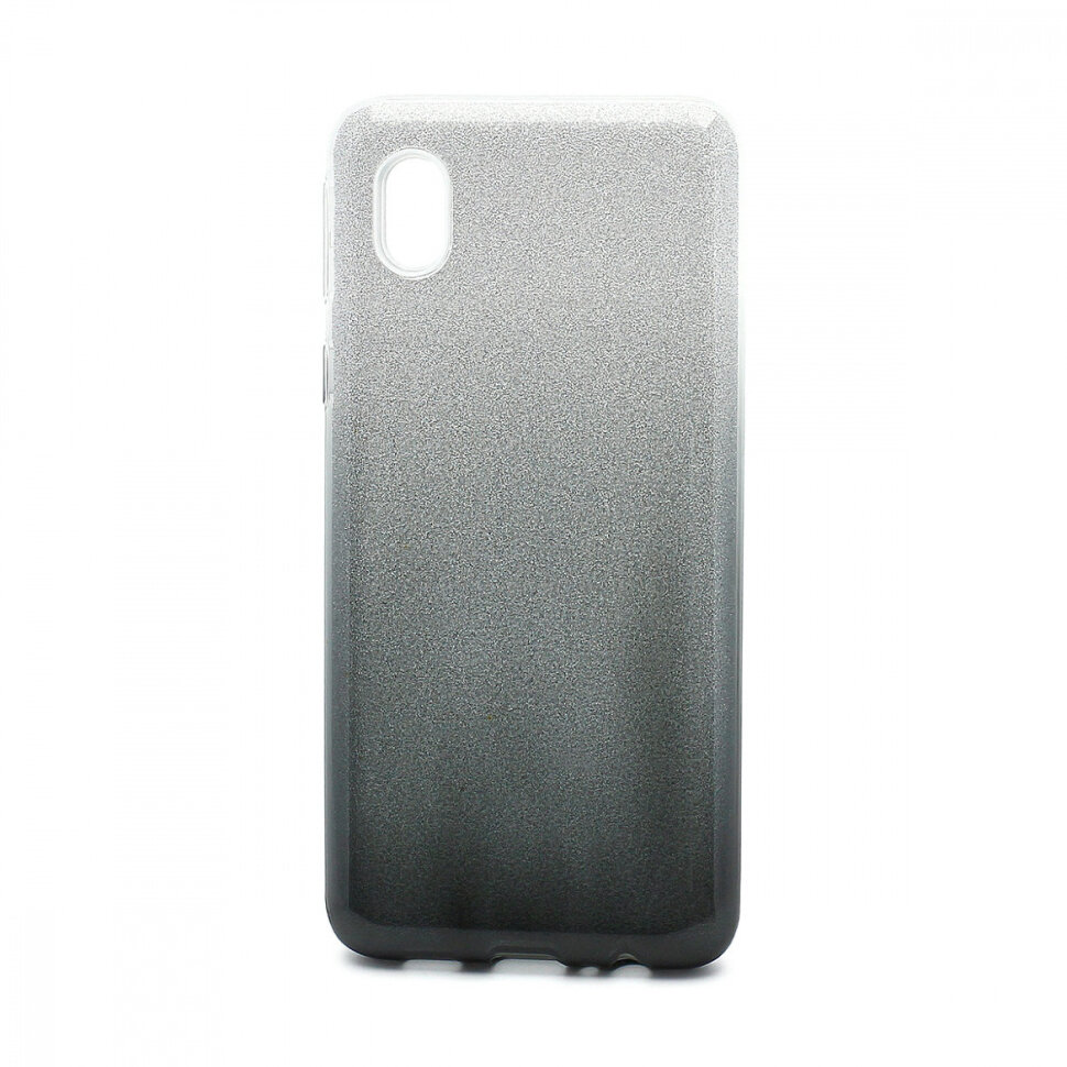 Накладка SC097 БЛЕСТКИ градиент 3в1 Samsung A013 Galaxy A01 Core (black/silver)