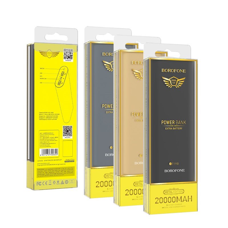 Внешнее ЗУ Power Bank BOROFONE BT19B Universal 20000mAh золото