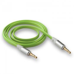 AUX кабель 3,5 * 3.5 WALKER WCA-051 четырехконтактный плоский в пакете зеленый