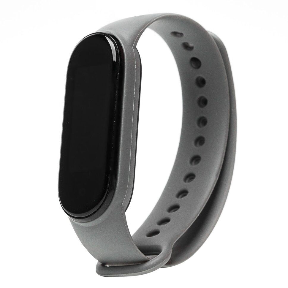 Ремешок силиконовый для Xiaomi Mi Band 5/6 серый