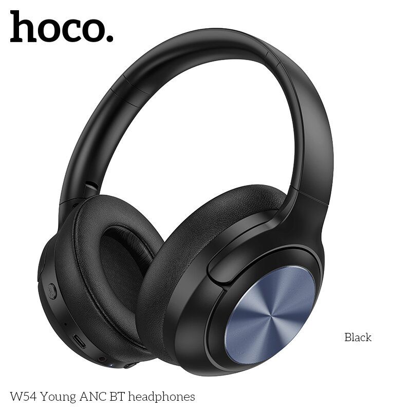 Гарнитура Bluetooth HOCO W54 Young ANC, bluetooth 5.4, полноразмерная, черная
