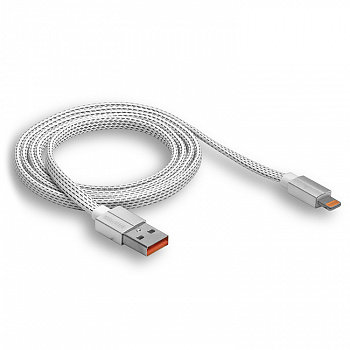 USB кабель на iPhone 5 WALKER C755 плоский белый*