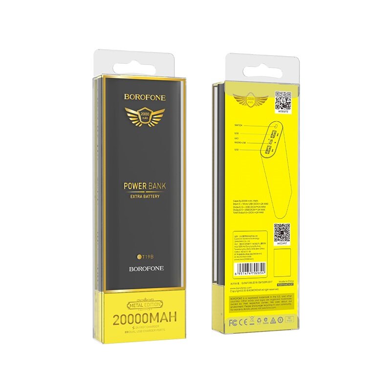 Внешнее ЗУ Power Bank BOROFONE BT19B Universal 20000mAh черное