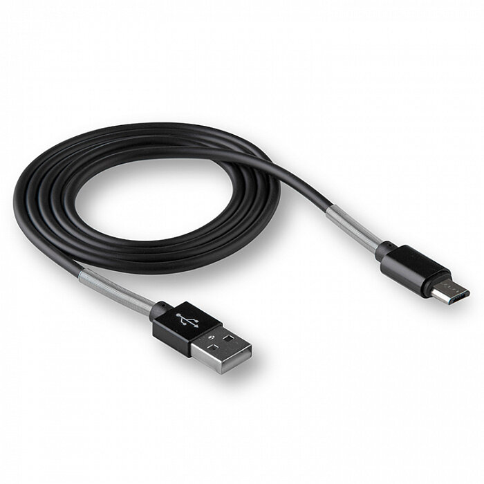 Кабель USB - MicroUSB WALKER C720 с пружинами черный, 2 метра