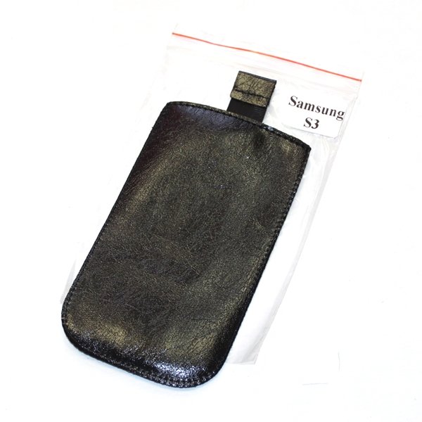 Пенал-автомат кожзам черный лаковый Samsung i9300