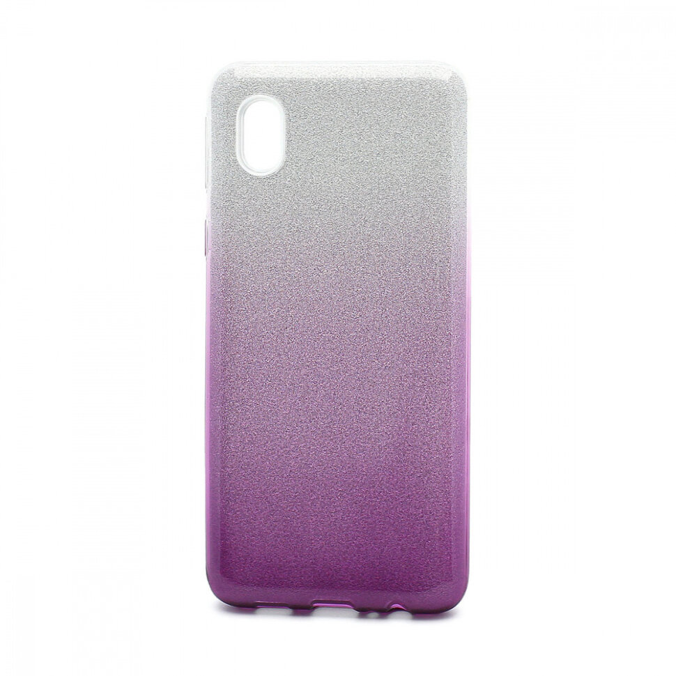 Накладка SC097 БЛЕСТКИ градиент 3в1 Samsung A013 Galaxy A01 Core (purple/silver)