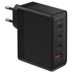 Сетевой адаптер WALKER WH-48 GaN 2*Type-C PD65W и PD35W + 1*USB QC3.0 18W, Max 100W, черный