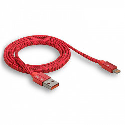 USB кабель на iPhone 5 WALKER C755 плоский красный*