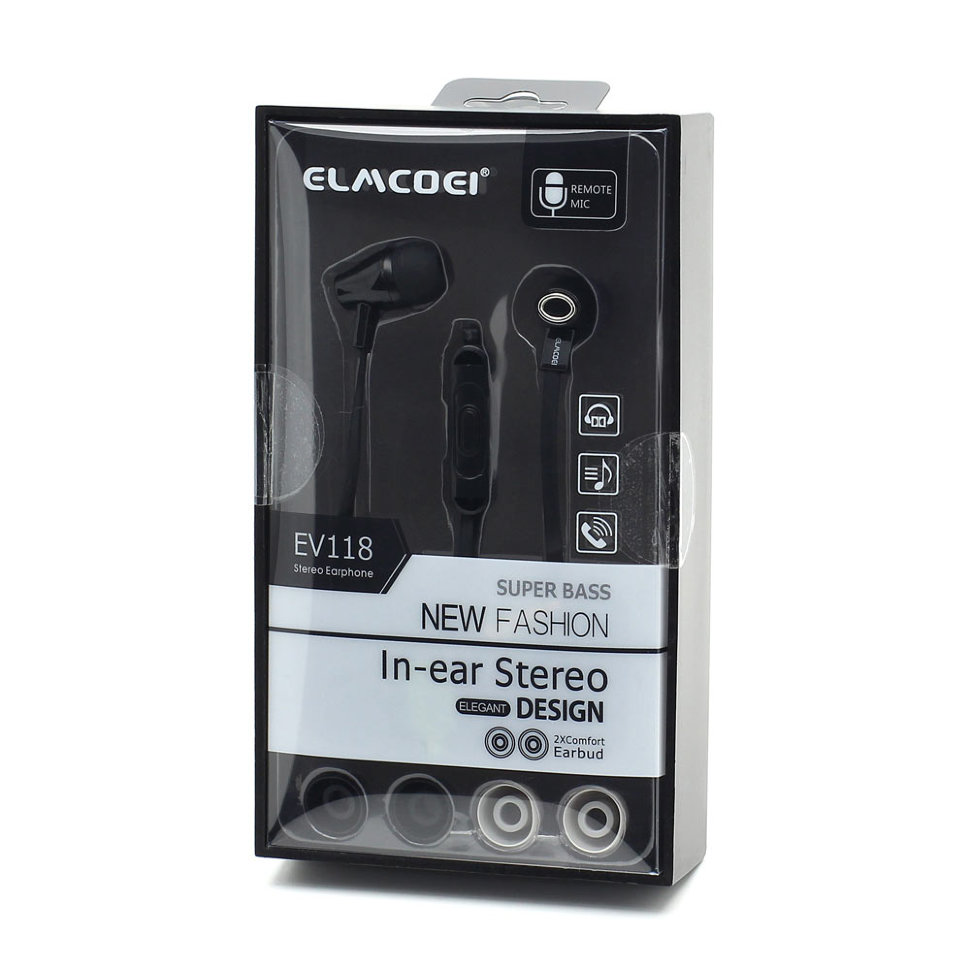 Гарнитура MP3 Elmcoei EV-118 с кнопкой ответа черная