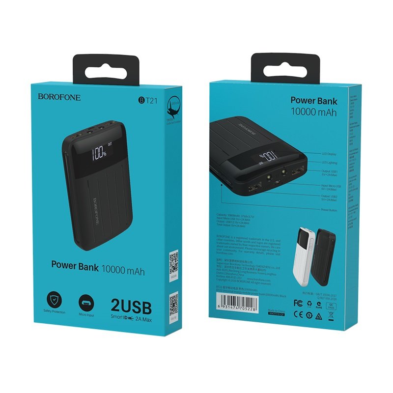 Внешнее ЗУ Power Bank BOROFONE BT21 Universal  Energy 10000mAh черное