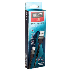 Кабель USB - Type-C WALKER C535 черный 3.1A