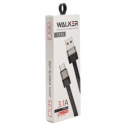 Кабель USB - Type-C WALKER C535 черный 3.1A