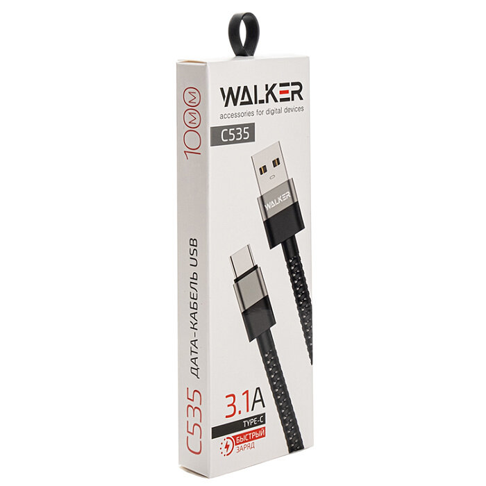 Кабель USB - Type-C WALKER C535 черный 3.1A