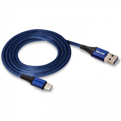 Кабель USB - Type-C WALKER C705 матерчатый синий 3.1A