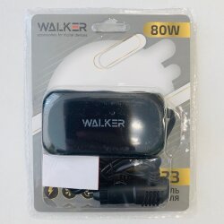 Разветвитель автомобильный WALKER WSC-23, 80W, 3 разъема + 2USB 2.1A, с индикатором
