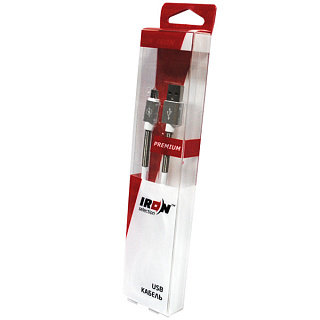 Кабель USB - MicroUSB IRON Selection PREMIUM в блистере резиновый с пружиной белый