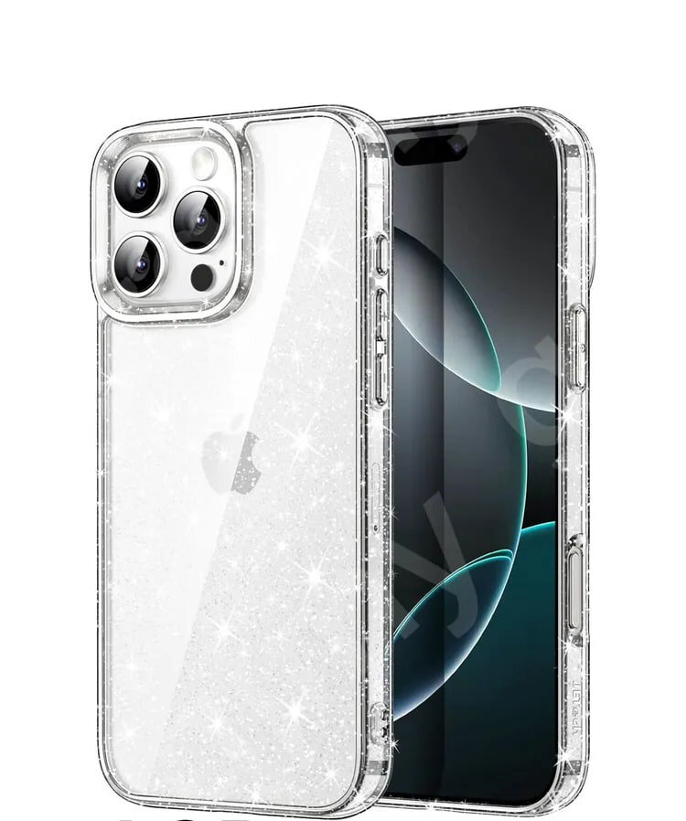 Накладка силиконовая Silver c блестками iPhone 17 Pro прозрачная