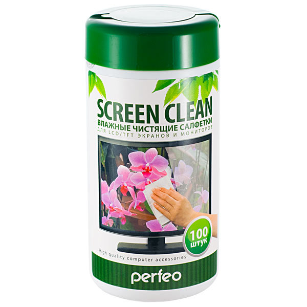 Чистящие средства Perfeo салфетки "Screen Clean" для LCD экранов в тубе 100 шт.
