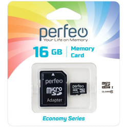 Perfeo microSD 16GB High-Capacity (Class 10) с адаптером Economy Series