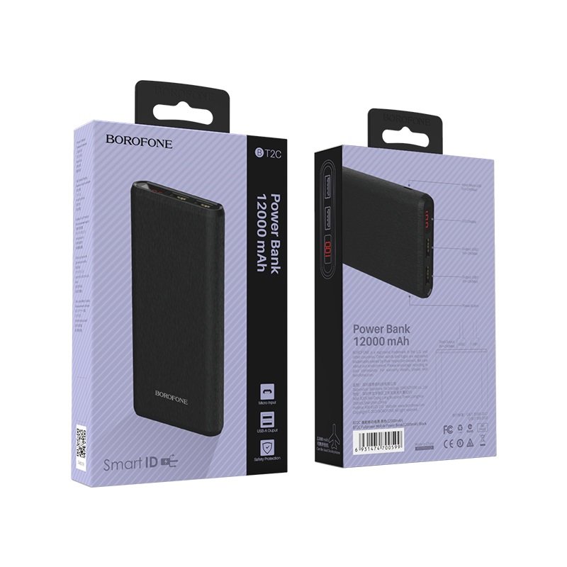 Внешнее ЗУ Power Bank BOROFONE BT2C Full Power Mini 12000mAh черное