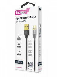 Кабель USB - MicroUSB Olmio DELUXE 2,1A черный