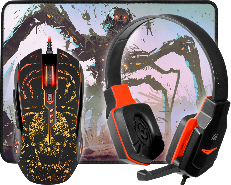 Игровой комплект Defender Nemesida MHP-128 мышь+наушники+коврик