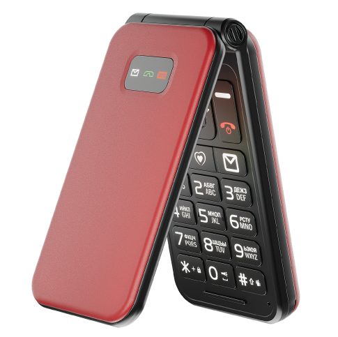 Мобильный телефон Olmio F19 (2 Sim, microSD, BT, FM, 800 mAh), раскладушка, red