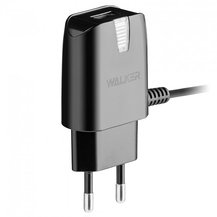 СЗУ WALKER WH-14 1 разъем USB 1A + встроенный кабель Type-C, черное*