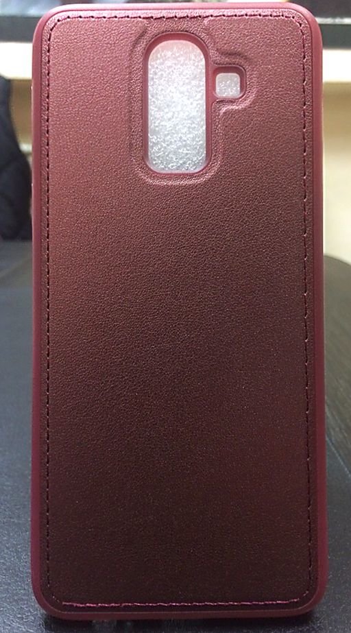 Накладка Кожа ЛЮКС Samsung J250 Galaxy J2 2018 бордо