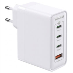 Сетевой адаптер WALKER WH-48 GaN 2*Type-C PD65W и PD35W + 1*USB QC3.0 18W, Max 100W, белый